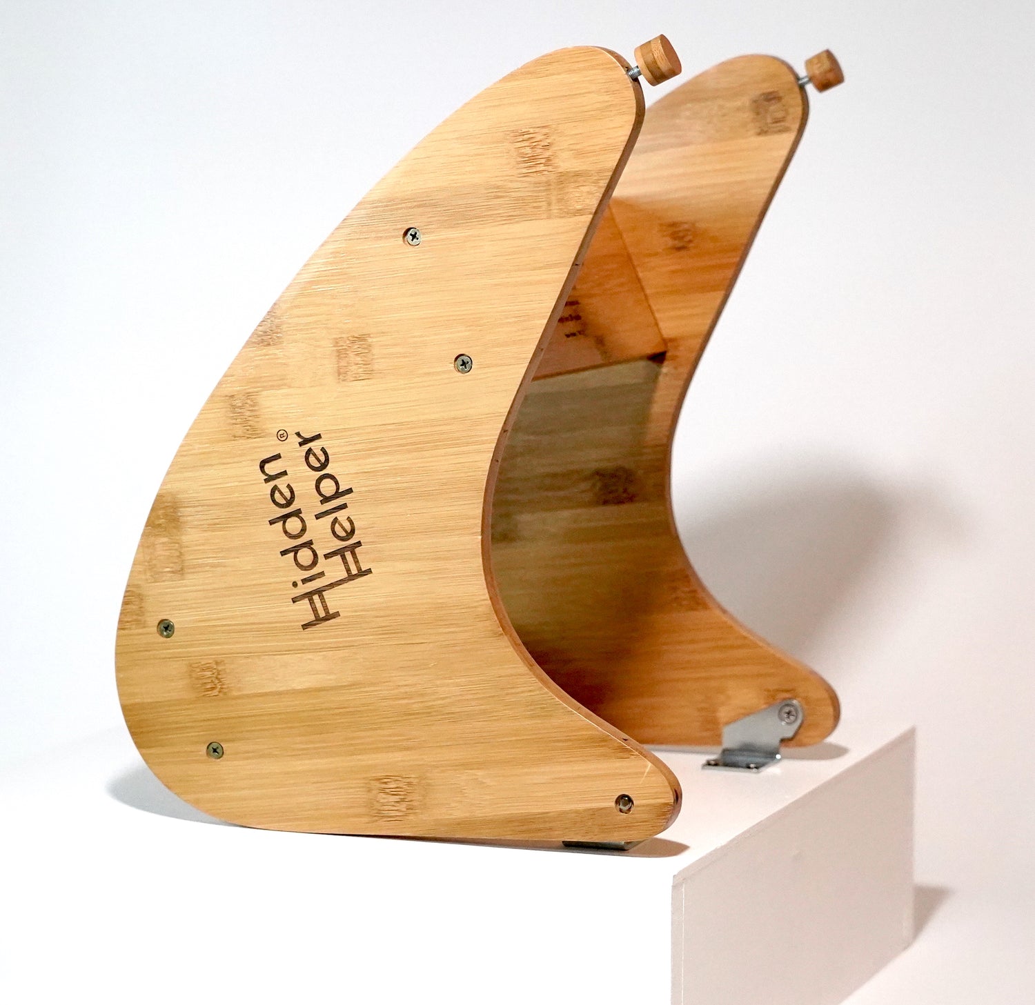 HiddenHelper in the fully stowed position on a white background